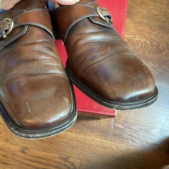 Vtg Salvatore Ferragamo‎ “Rigo” dark brown calf dress shoes with side buckle main image 8